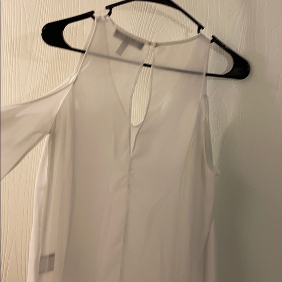 White Sheer Open-Shoulder Long-Sleeve Top - Picture 4 of 4